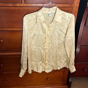 100% silk long sleeve button down
